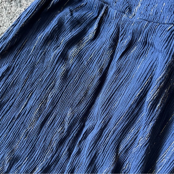 blue rain smocked high low dress - Picture 7 of 8